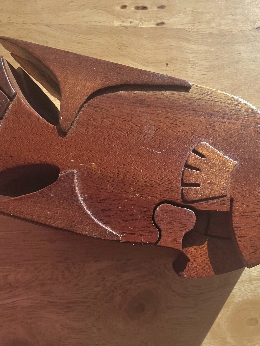 Handcrafted Wooden Fish Décor Puzzle - Brown